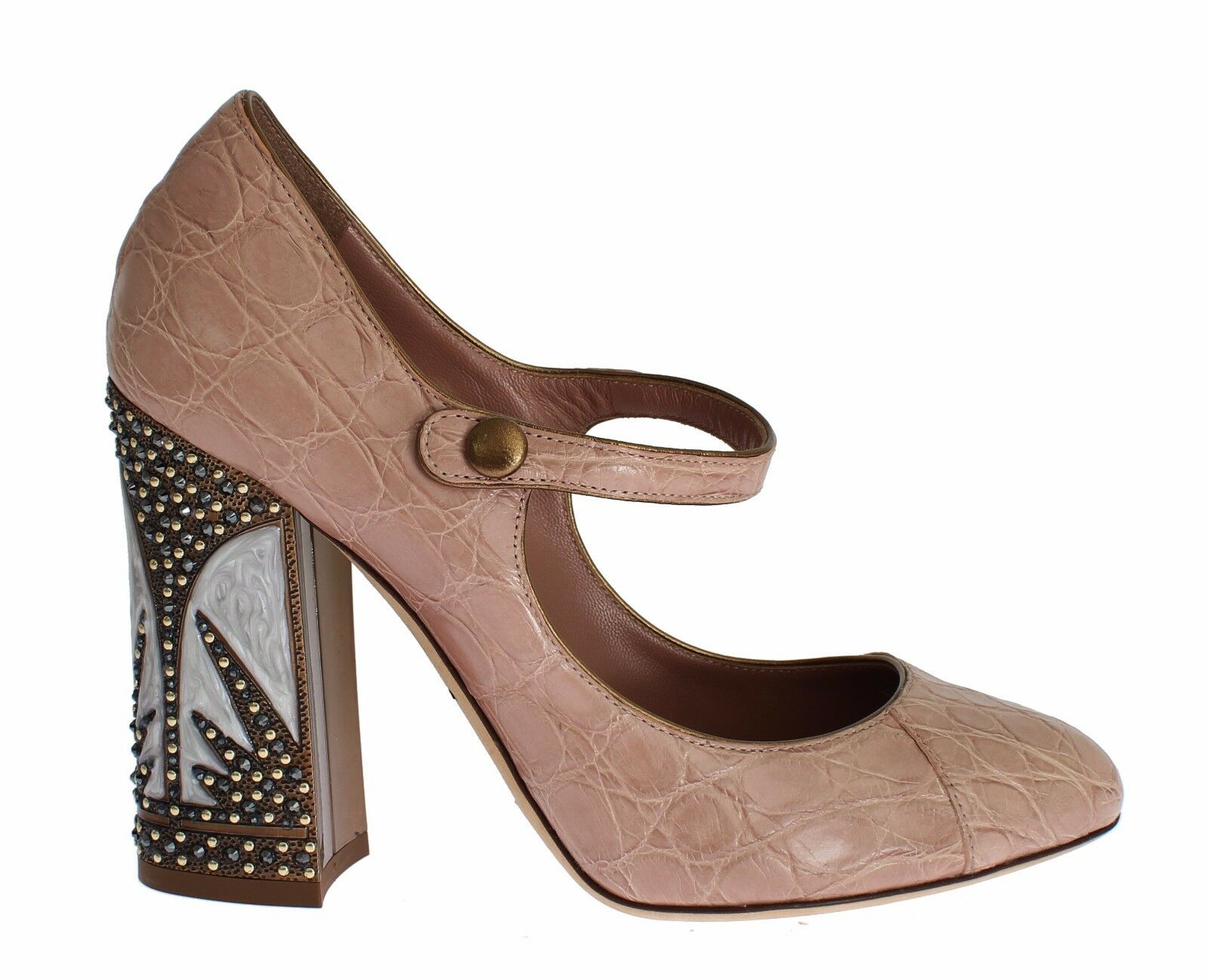Dolce & Gabbana Women's Leather Embellished Heel Pink LA2174 - EU37/US6.5