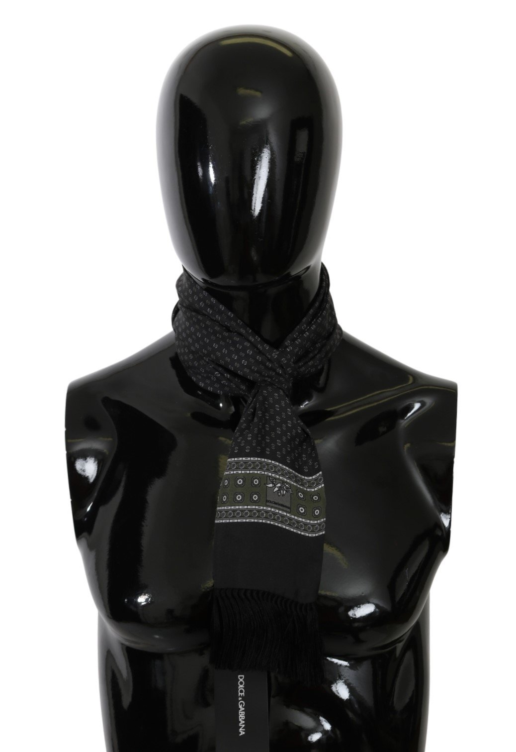 Dolce & Gabbana Men's Baroque Fringe Wrap Silk Scarf Gray MS5564