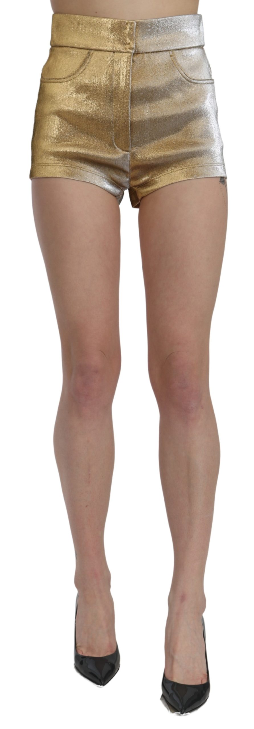 Dolce & Gabbana Women's High Waist Mini Hot Pants Cotton Shorts Gold SKI1440 - IT42|M