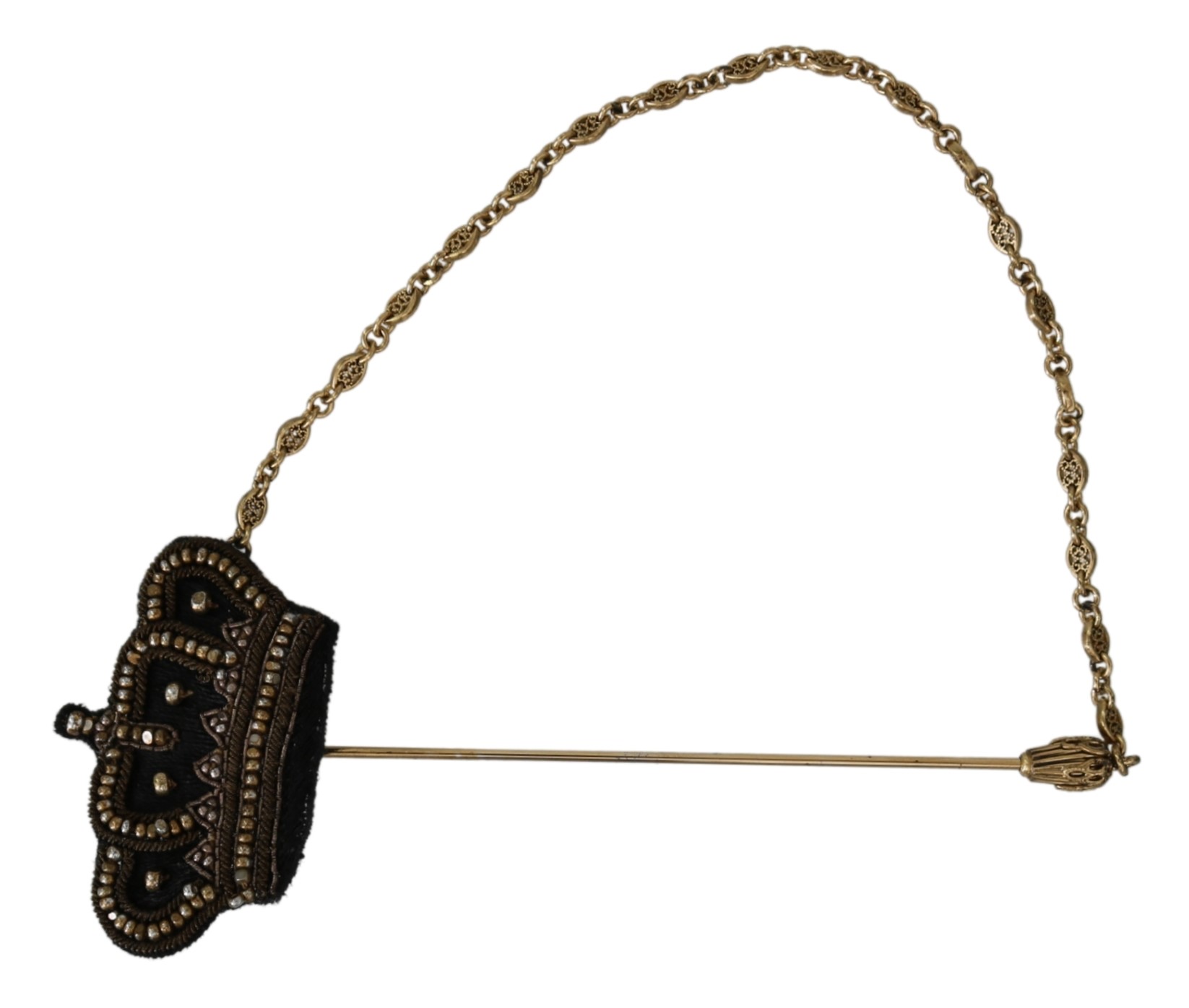 Dolce & Gabbana Women's Chain Beaded Lapel Pin Brooch Gold SMY100193