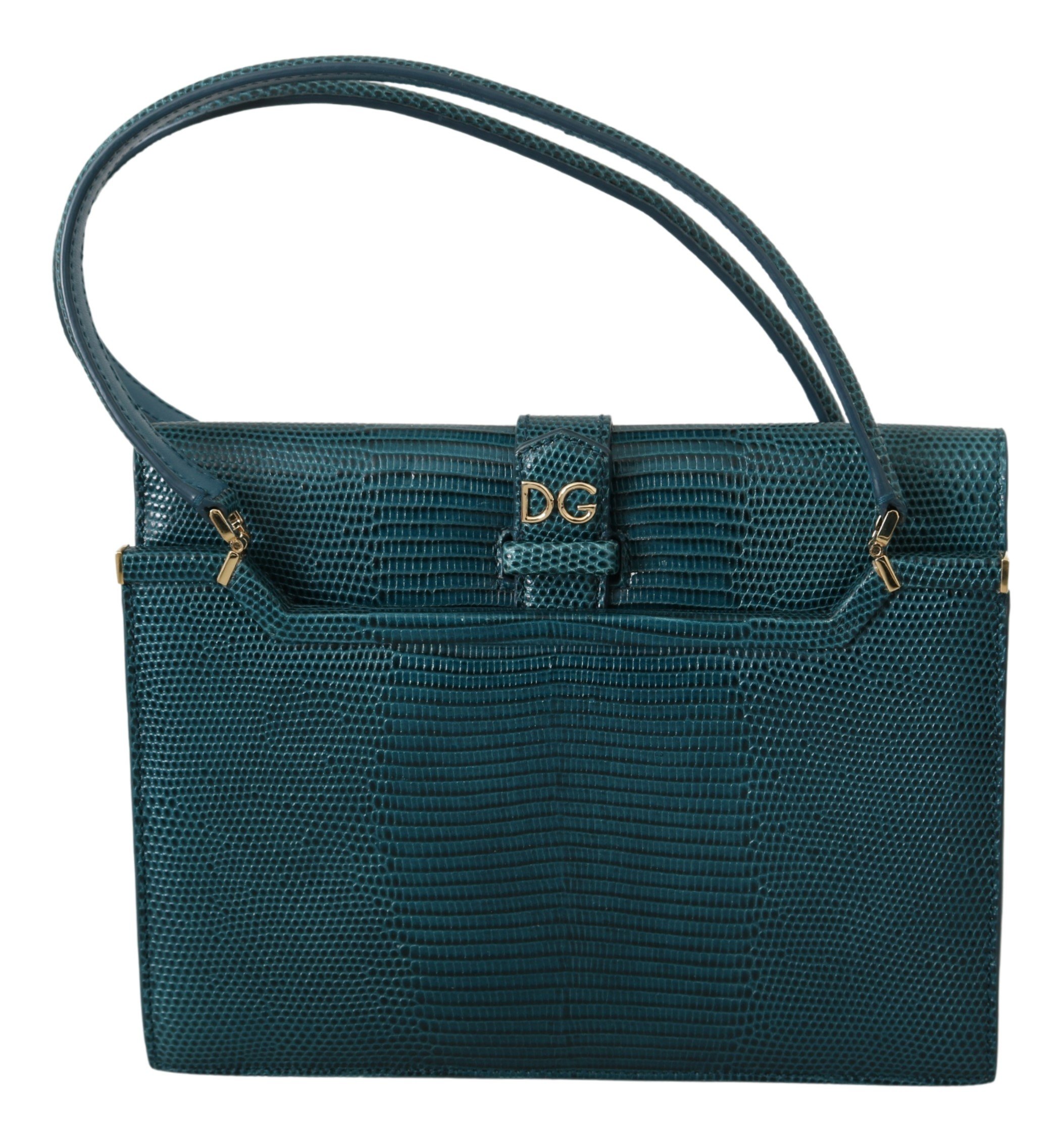 Dolce & Gabbana Women's Iguana Calfskin Leather Handbag Blue VAS9766