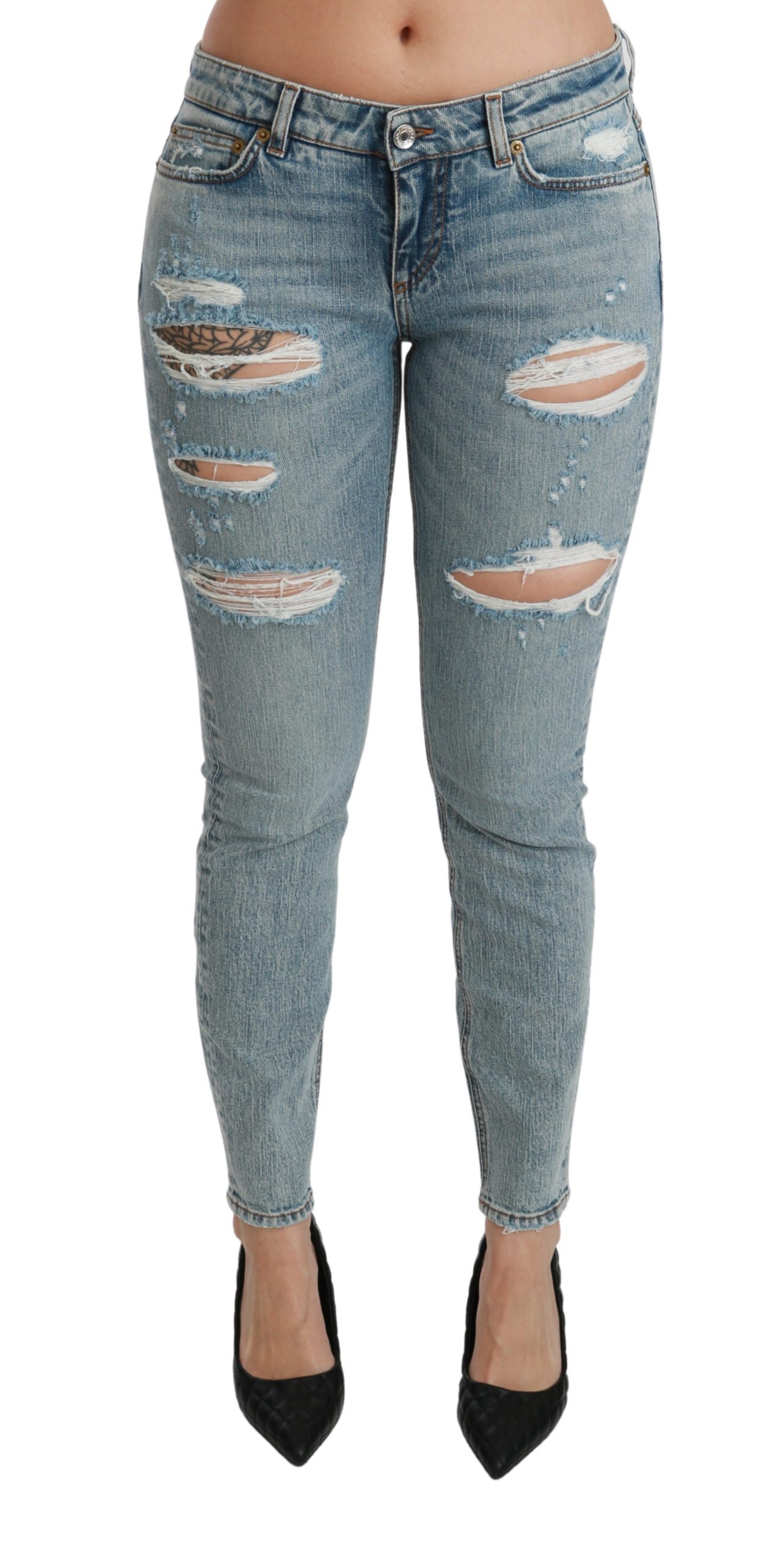 Dolce & Gabbana Women's Stretch Skinny Low Waist Cotton Jeans Blue PAN70889 - IT40|S