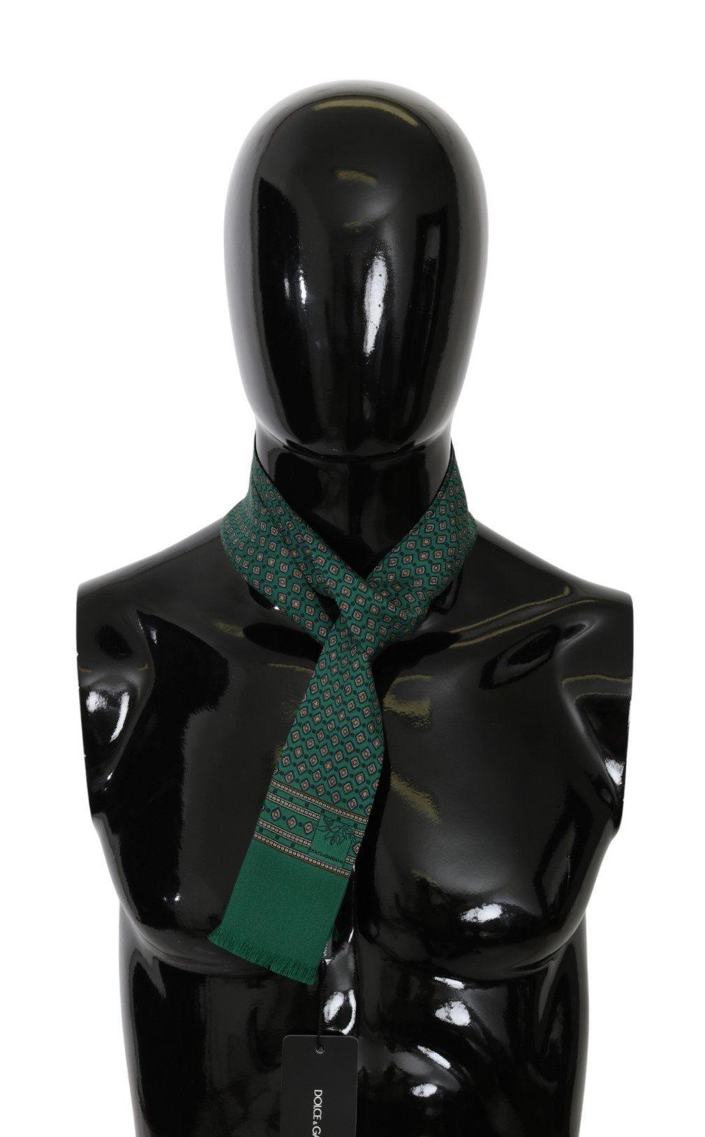 Dolce & Gabbana Men's Baroque Slim Wrap Silk Scarf Green MS5591