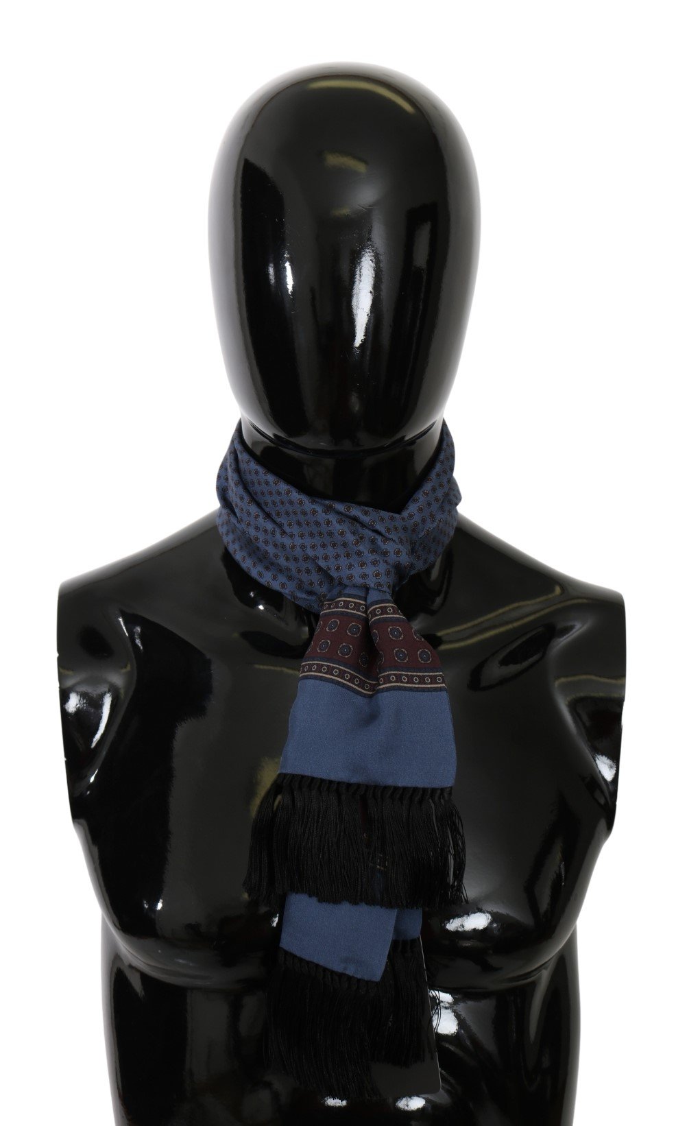 Dolce & Gabbana Men's Baroque Fringe Wrap Silk Scarf Blue MS5565