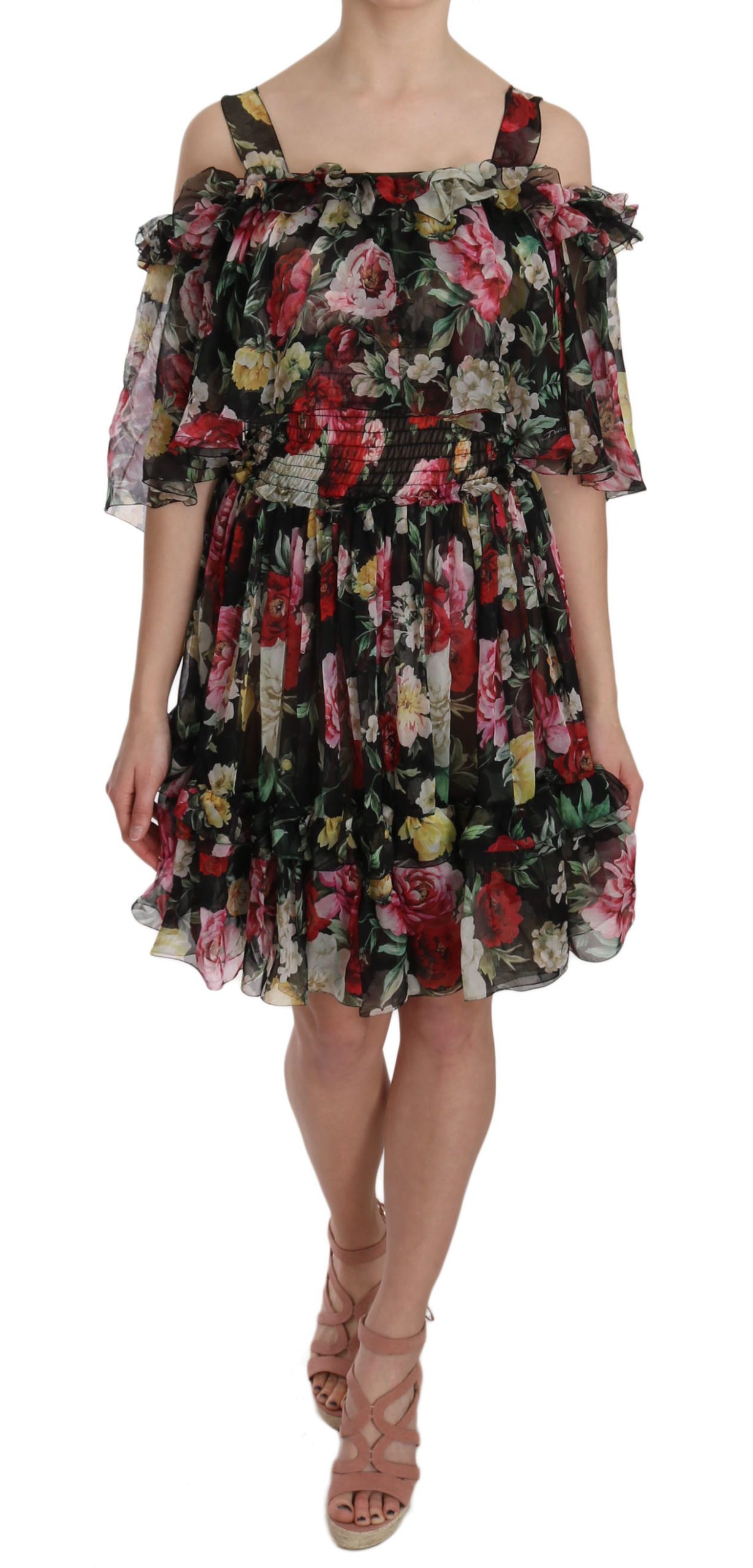 Dolce & Gabbana Women's Chiffon Floral Mini Dress Multicolor DR1622 - IT38|XS