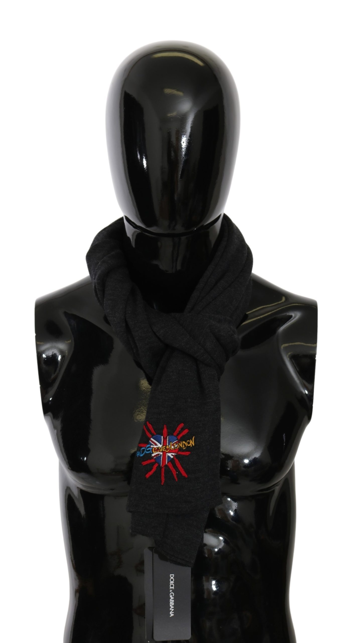 Dolce & Gabbana Wo men's#DGLovesLondon Wool Wrap Wool Scarf Black MS5640