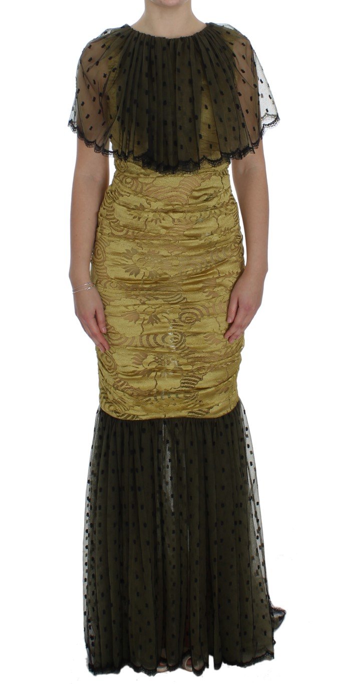 Dolce & Gabbana Women's Floral Lace Ricamo Gown Dress Yellow NOC10176 - IT40|S