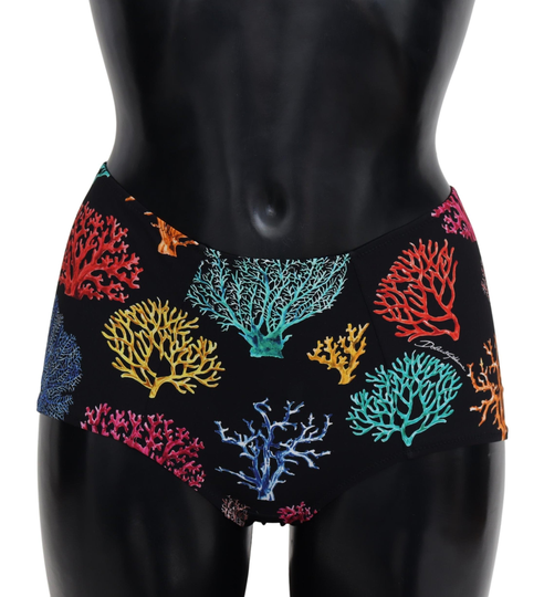 Dolce & Gabbana Women's Coral Print Bikini Bottom Black BIK1225-IT2 - IT2 | S