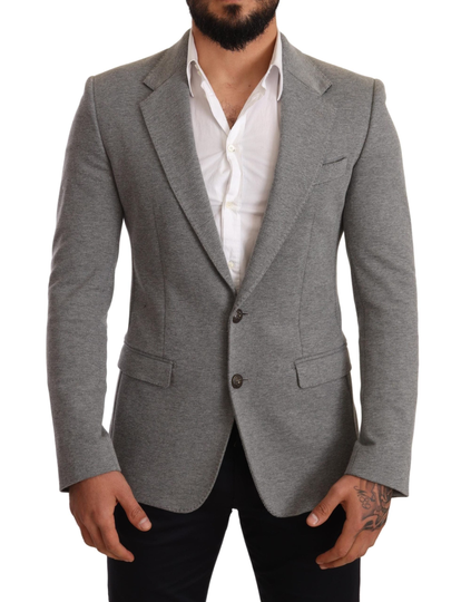 Gray Cotton Slim Fit Jacket Coat Blazer - IT48 | M