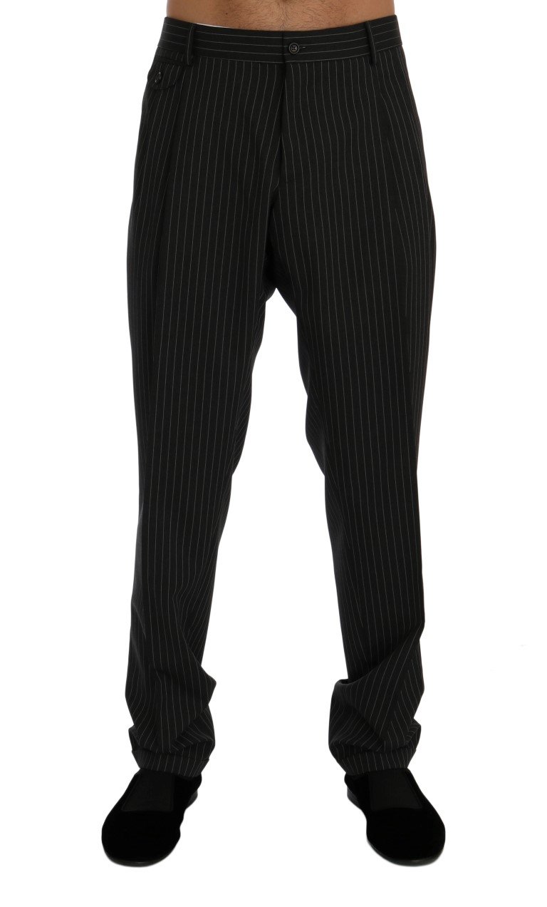 Dolce & Gabbana Men's Striped Wool Stretch Formal Trouser Gray PAN60341 - IT52 | XL