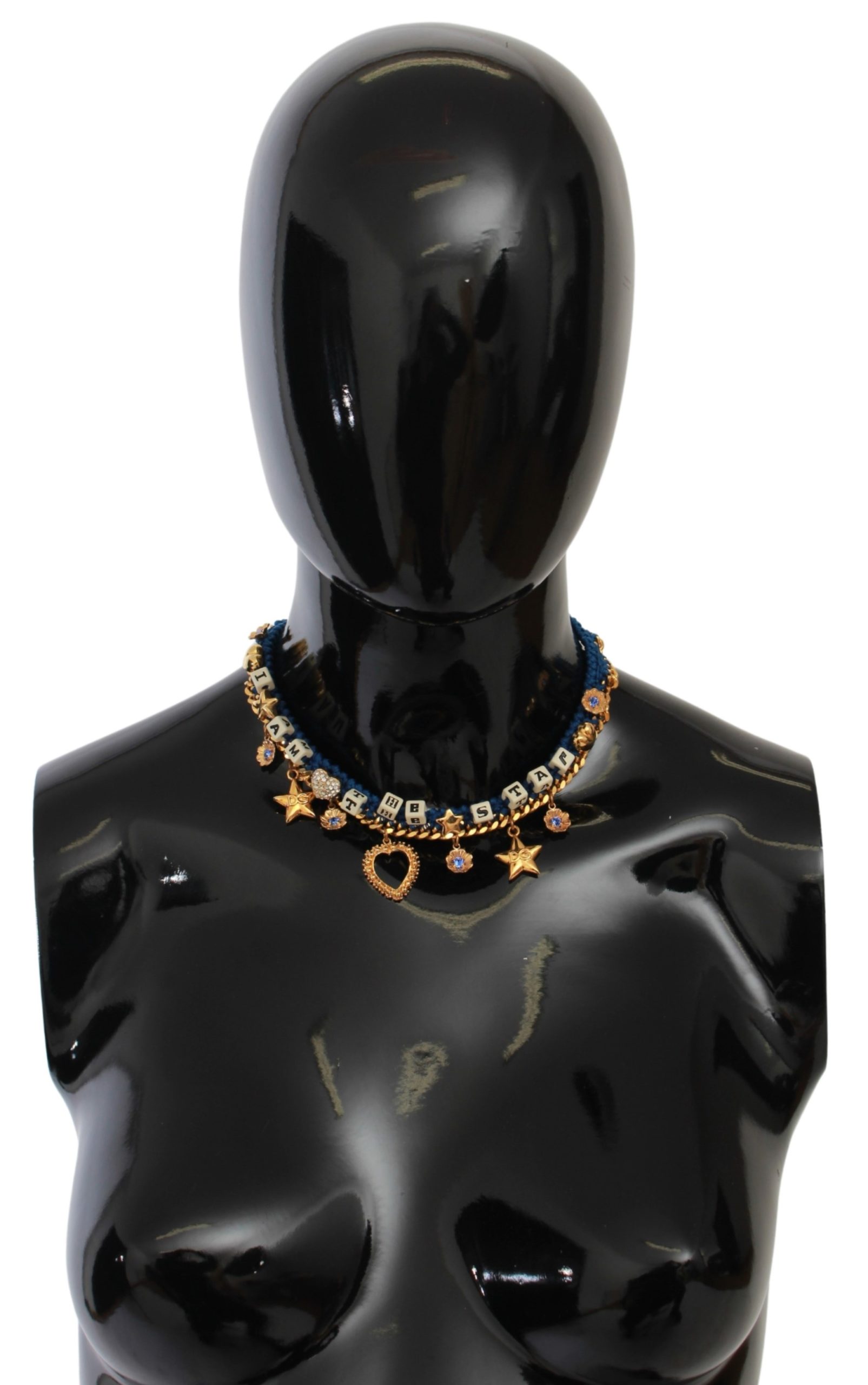 Dolce & Gabbana Women's Brass Charm Crystal Luna Necklace Gold SMY7094