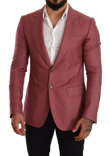 Pink Cashmere Silk Slim Fit Coat Blazer - IT48 | M