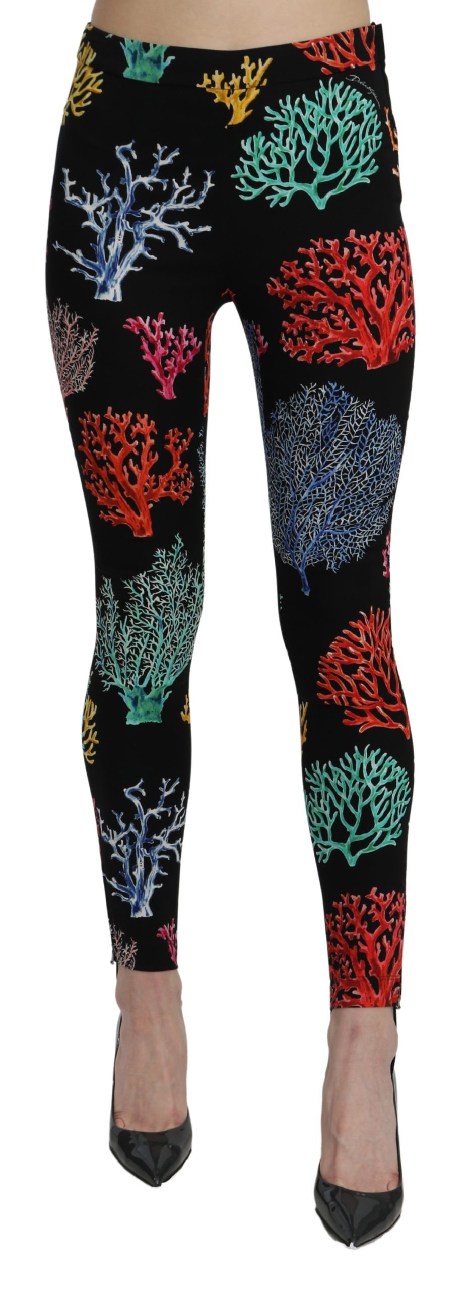 Dolce & Gabbana Women's Coral Tights Slim Fit Leggings Black PAN71063 - IT38|XS
