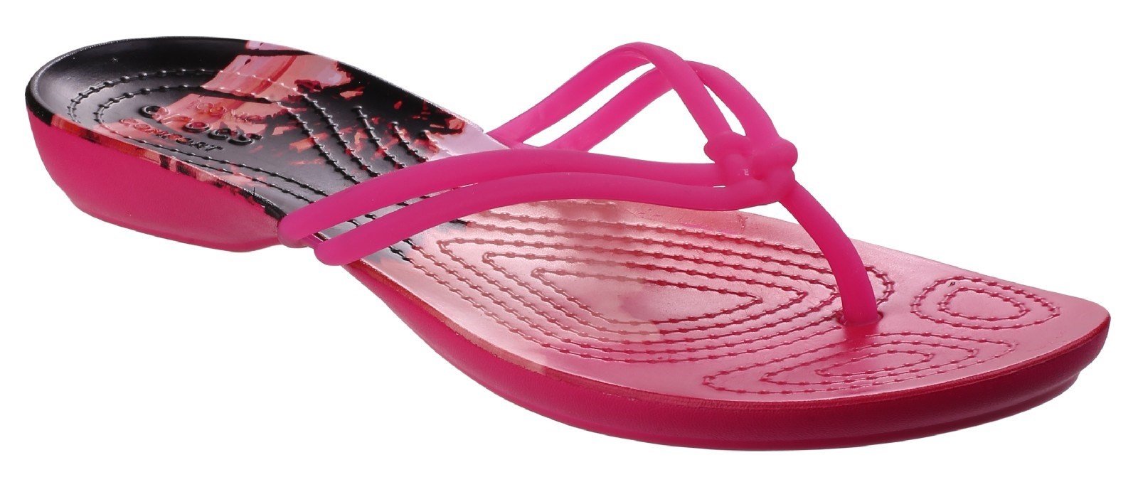 Crocs Women's Isabella Graphic Flip Flop Pink 25229 - Candy Pink/Tropical 3