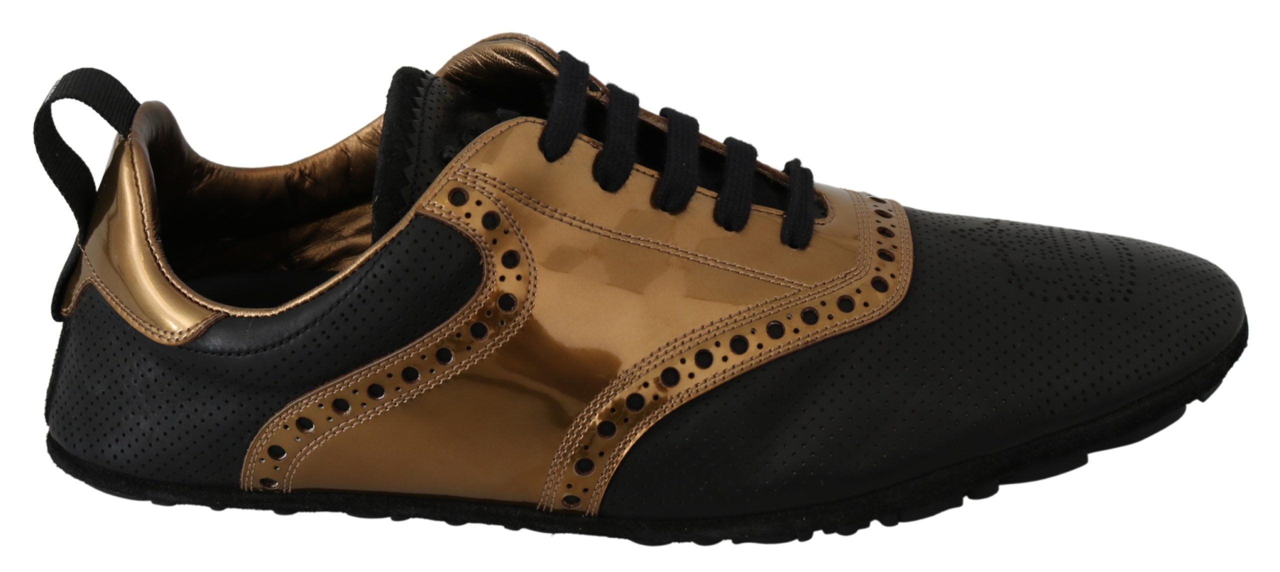 Dolce & Gabbana Men's Shiny Leather Crown Trainer Gold MV3039 - EU44/US11