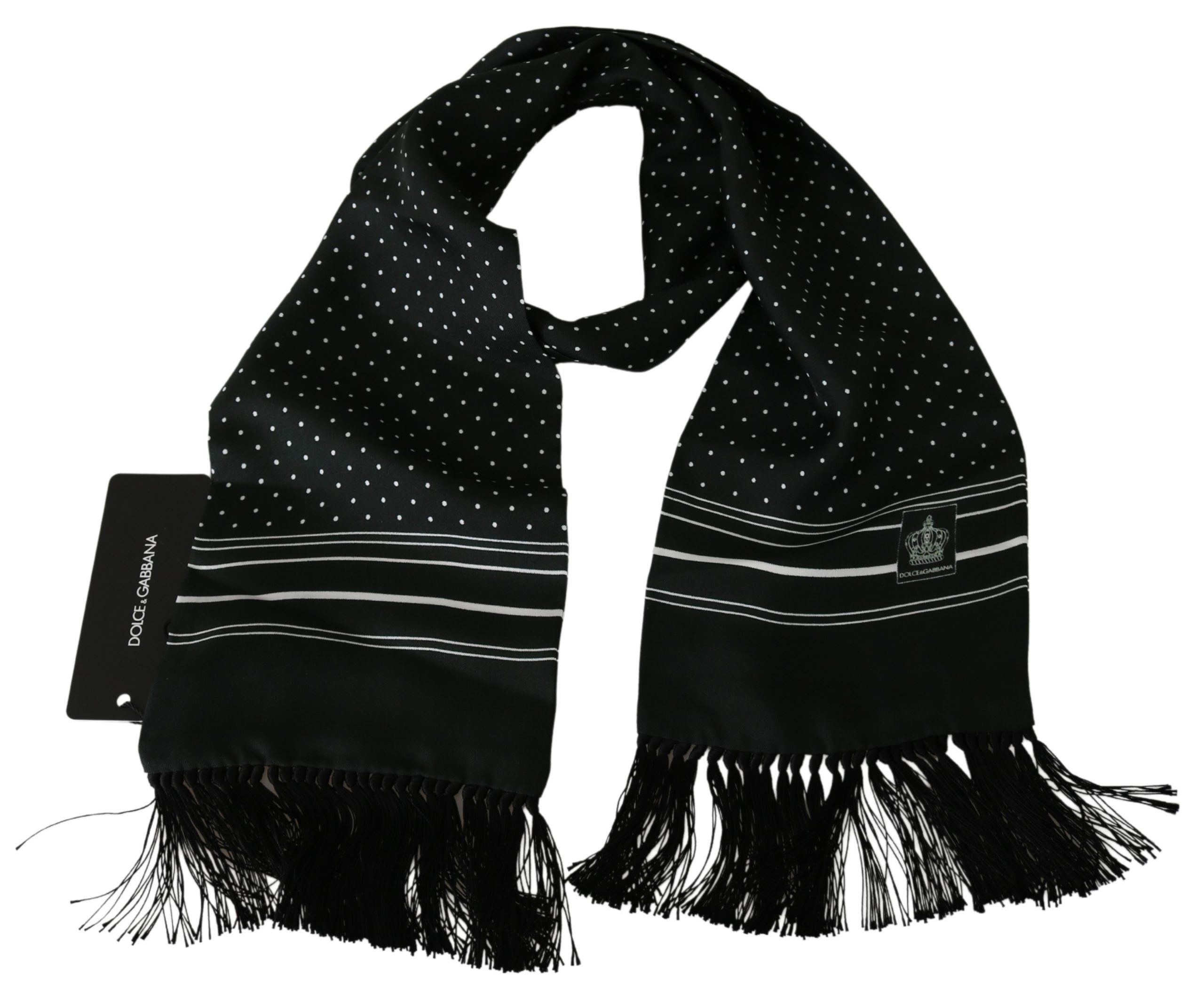 Dolce & Gabbana Men's Polka Dot Wrap Silk Scarf Green MS1745