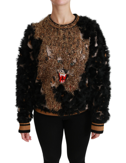 Dolce & Gabbana Women's Rabbit Fur Pullover Black TSH4415-42 - IT42|M