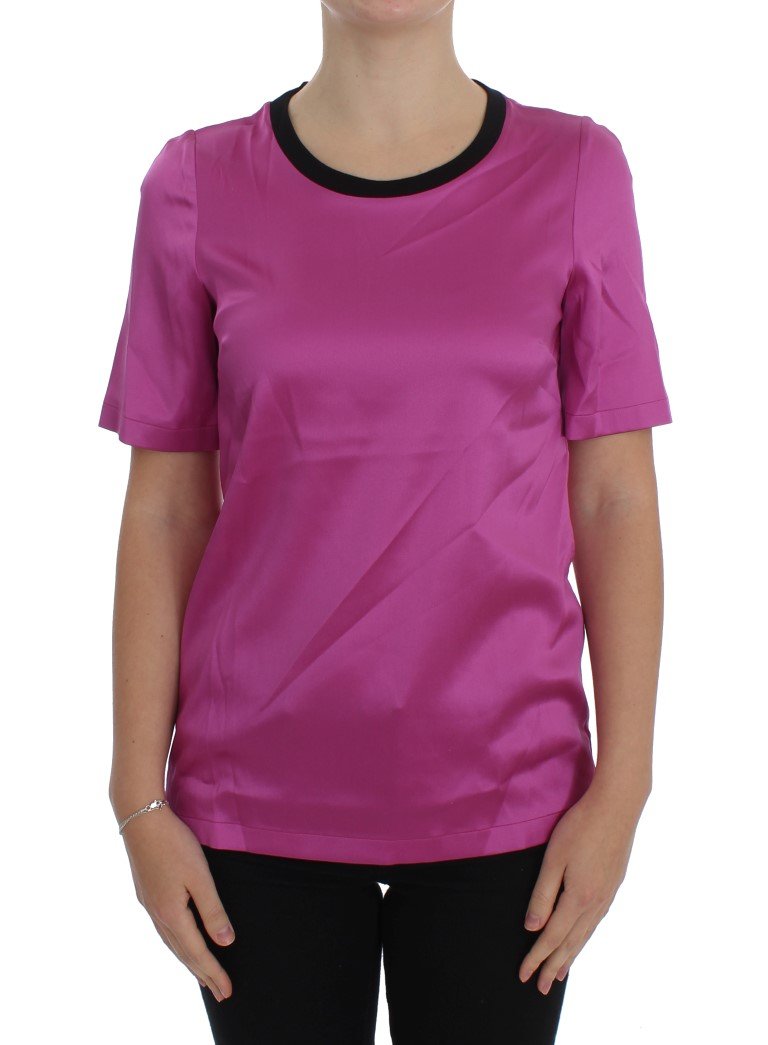 Dolce & Gabbana Women's Silk T-Shirts Pink SIG20504 - IT36 | XS