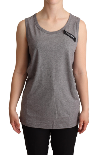 Gray Sleeveless Round Neck Tank Top T-shirt - IT38|XS