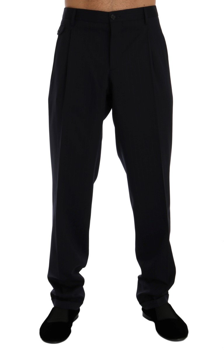 Dolce & Gabbana Men's Striped Cotton Dress Formal Trouser Blue PAN60367 - IT54 | XXL