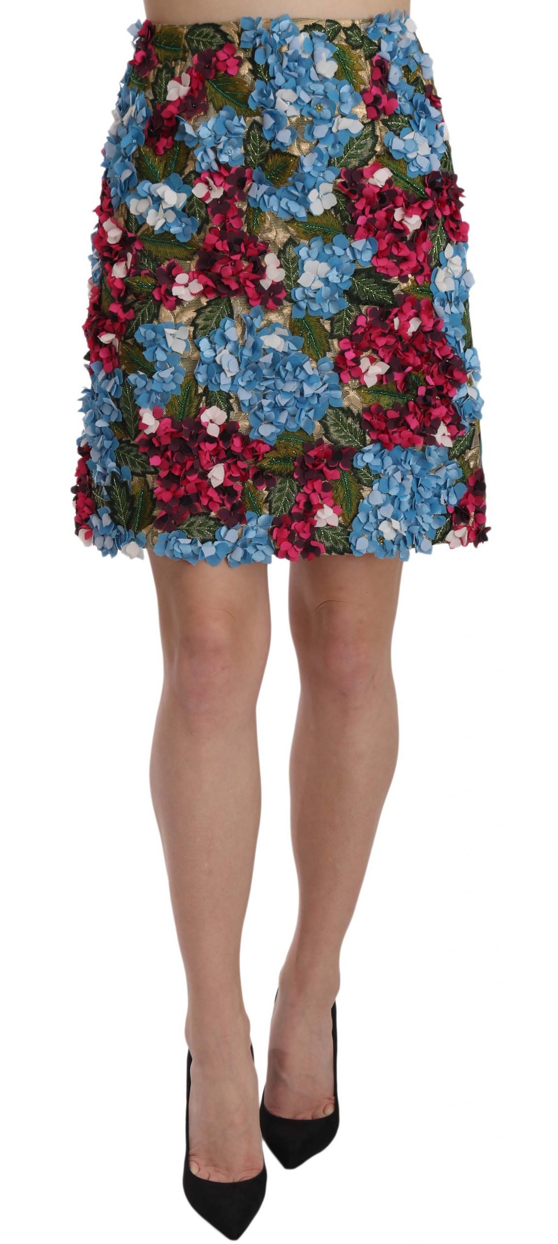 Dolce & Gabbana Women's Applique Floral Embroidered Mini Skirt Multicolor SKI1163 - IT38|XS