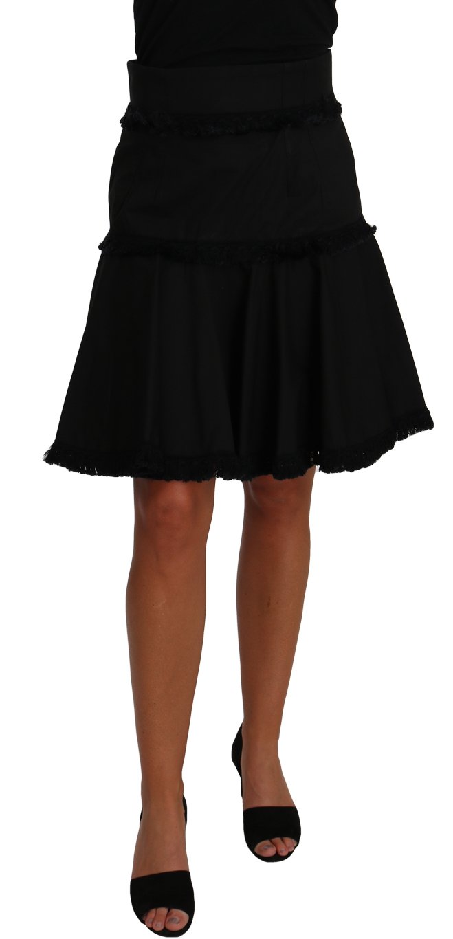 Dolce & Gabbana Women's A-Line Fringes Skirt Black PAN61028 - IT42|M