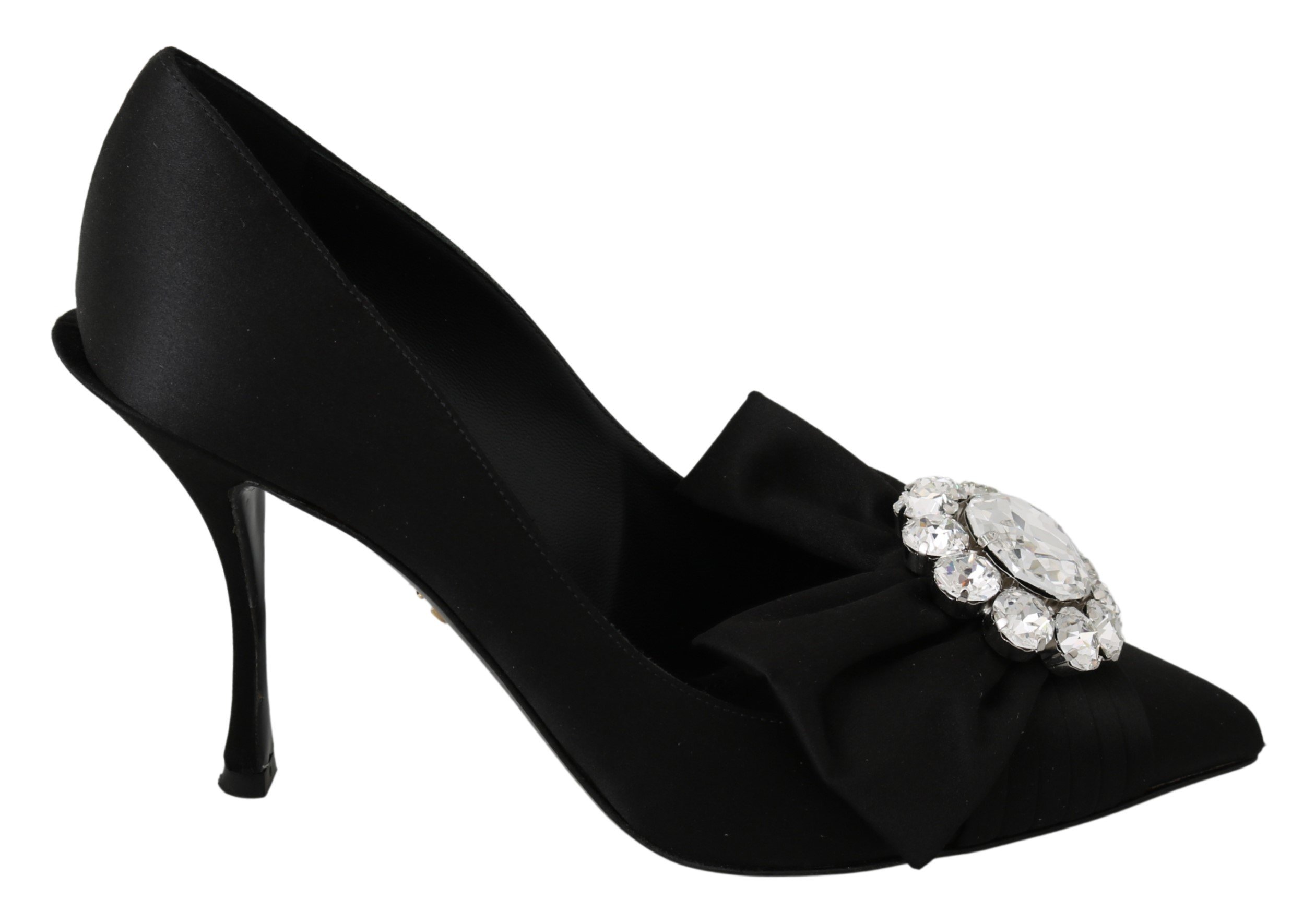 Dolce & Gabbana Women's Silk Crystals High Heel Pumps Black LA7034 - EU39/US8.5
