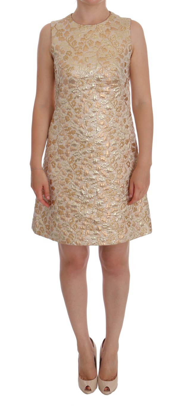 Dolce & Gabbana Women's Floral Jacquard Shift Dress Yellow DR1166 - IT40|S