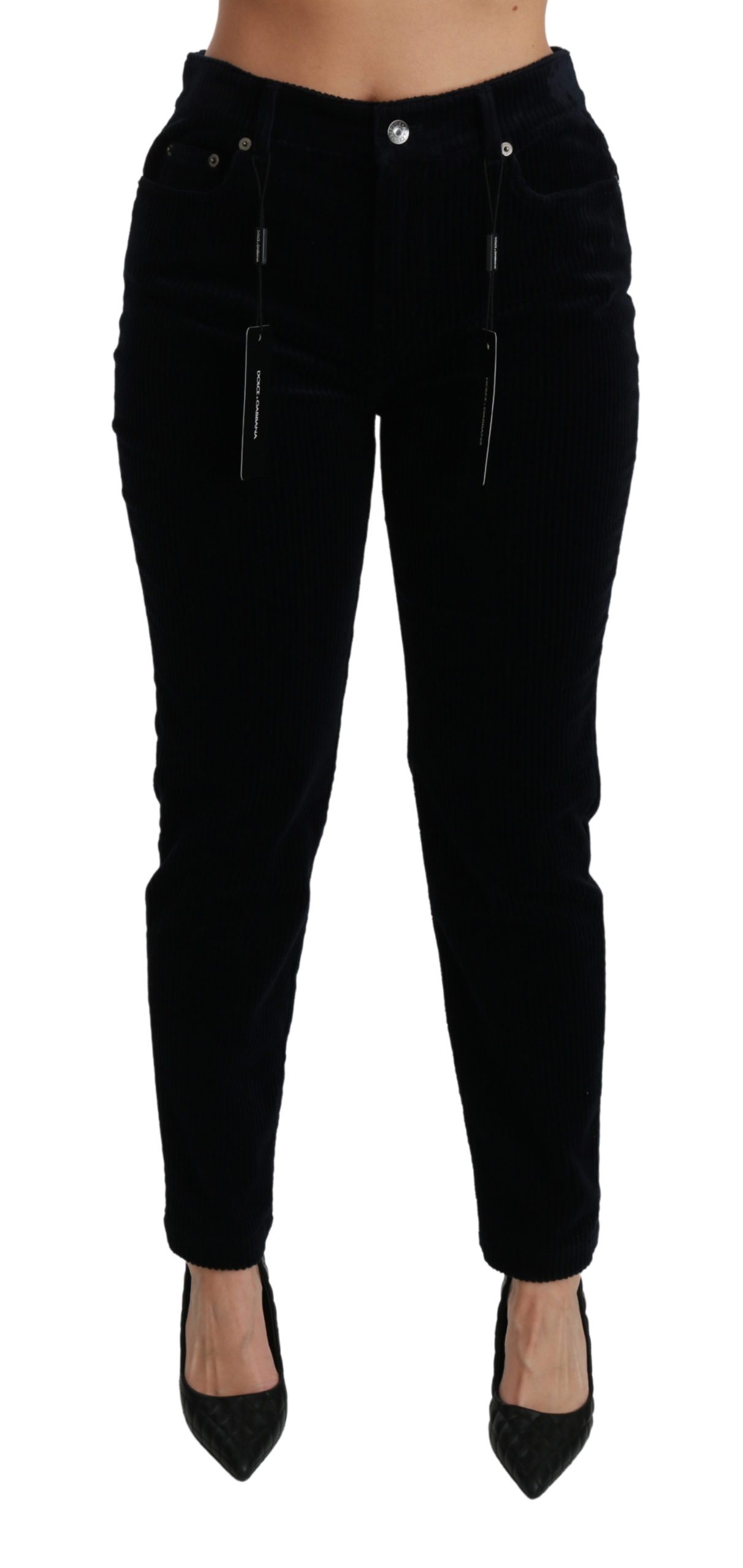 Dolce & Gabbana Women's Corduroy Mid Waist Skinny Jeans Blue PAN70925 - IT38|XS