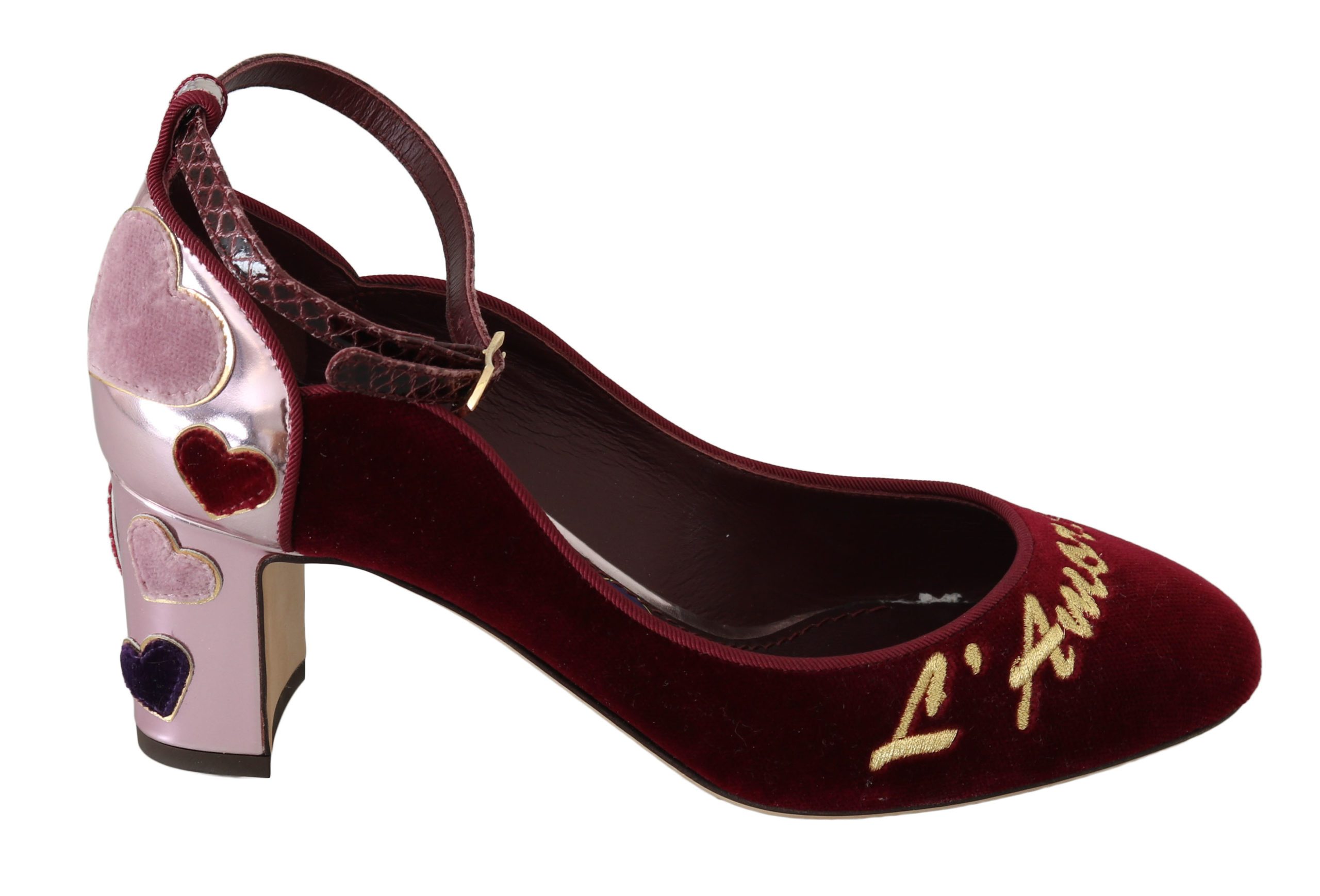 Dolce & Gabbana Women's Leather Hearts Heels Shoes Red LA6260 - EU35/US4.5