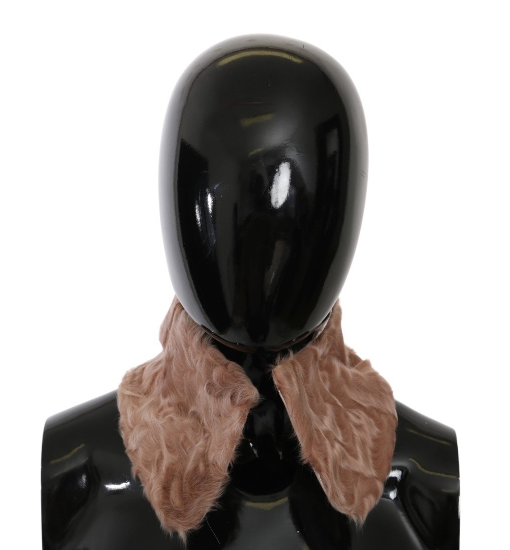 Dolce & Gabbana Women's Fur Collar Wrap Lambskin Scarf Beige MS5583