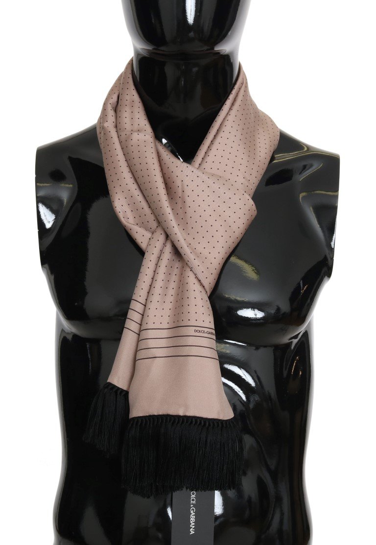 Dolce & Gabbana Men's Polka Dotted Silk Fringes Scarf Pink MS1956