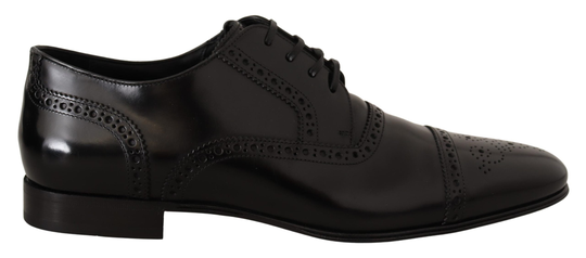 Black Leather Oxford Wingtip Formal Dress Shoes - EU39/US6