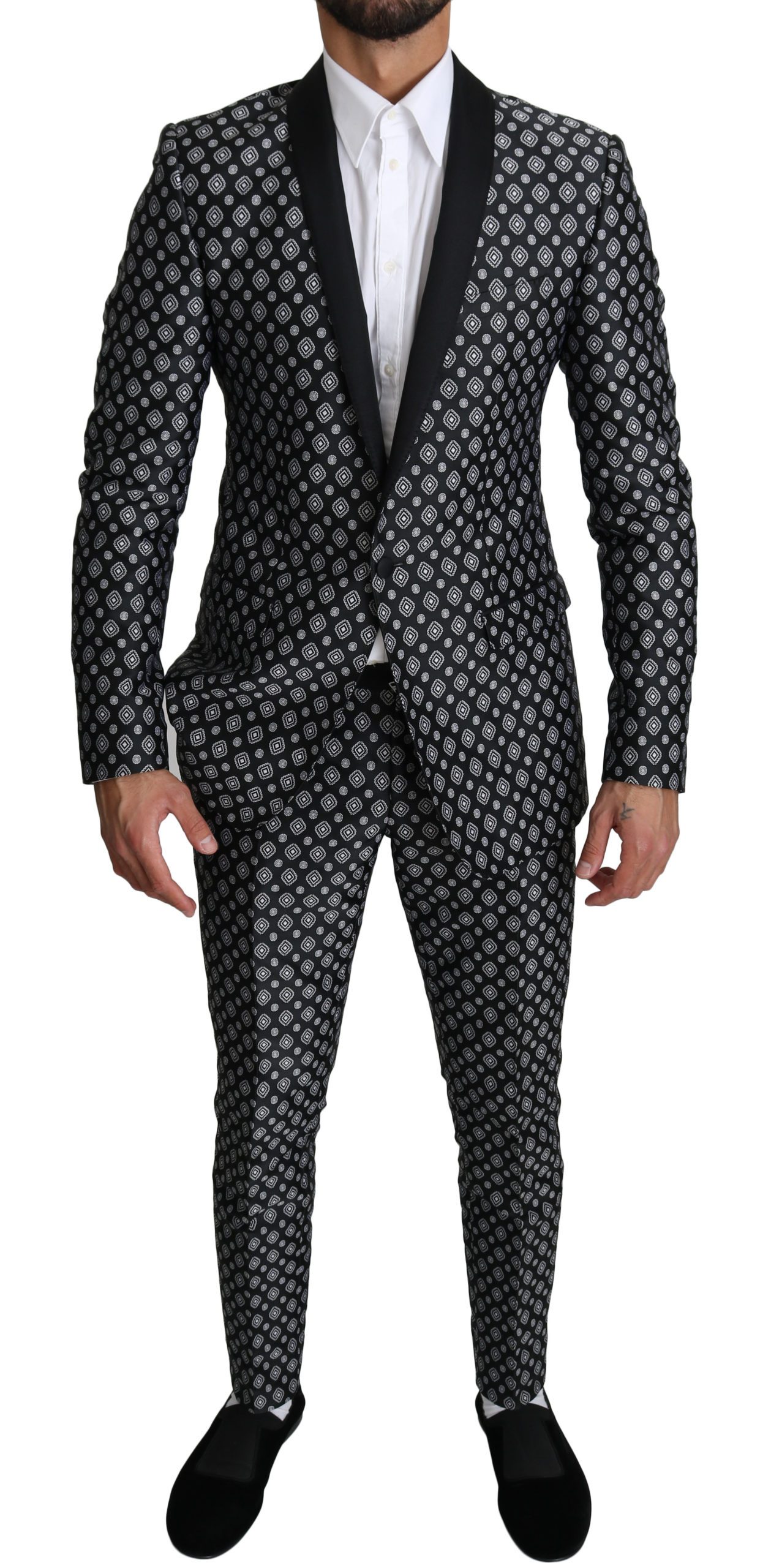 Dolce & Gabbana Men's Baroque 2 Piece Suit Gold Black KOS1533 - IT48 | M