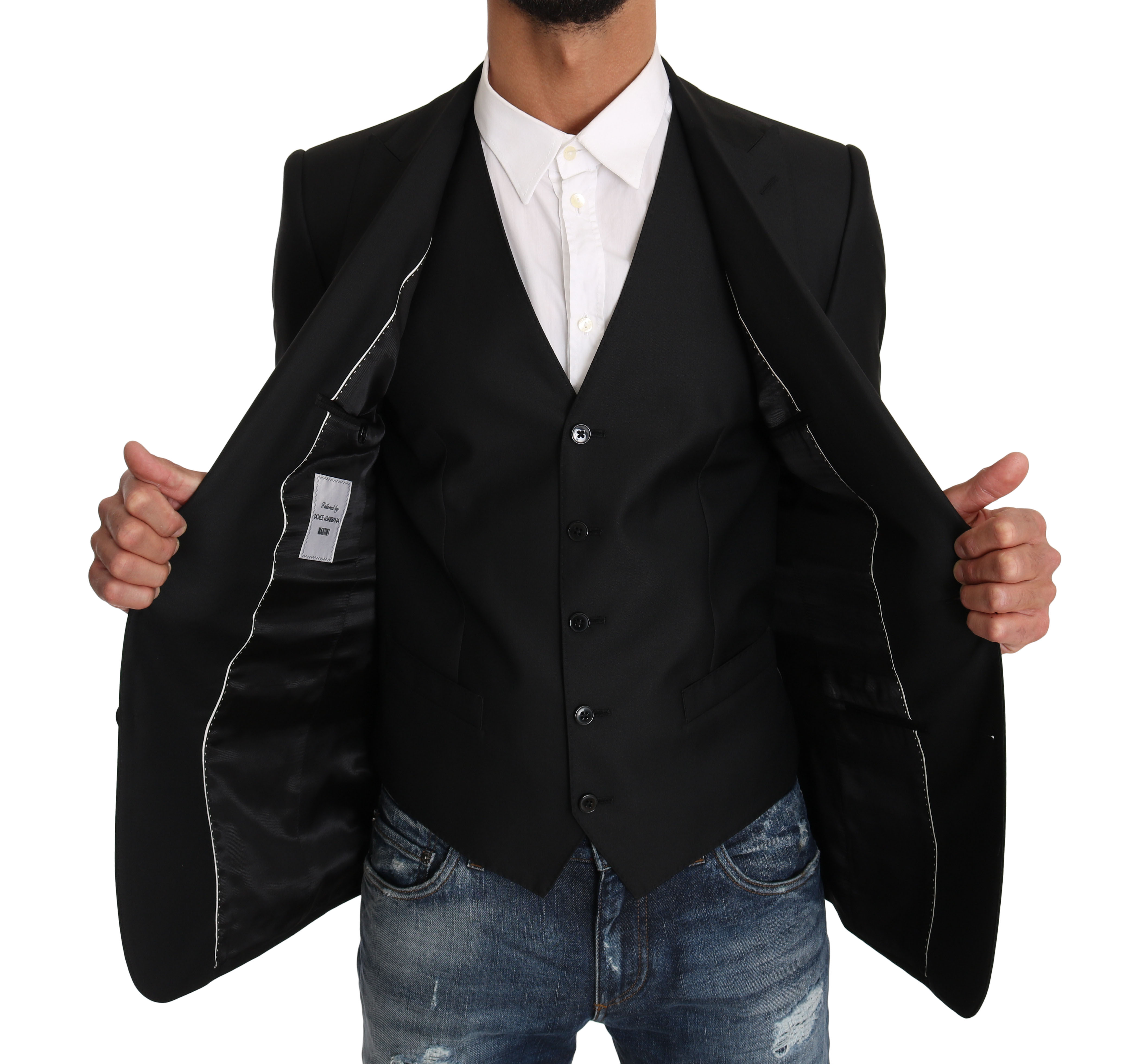Dolce & Gabbana Men's Vest 2 Piece Wool MARTINI Blazer Black KOS1197 - IT46 | S