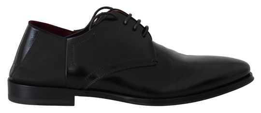 Black Leather Lace Up Men Dress Derby Shoes - EU41/US8