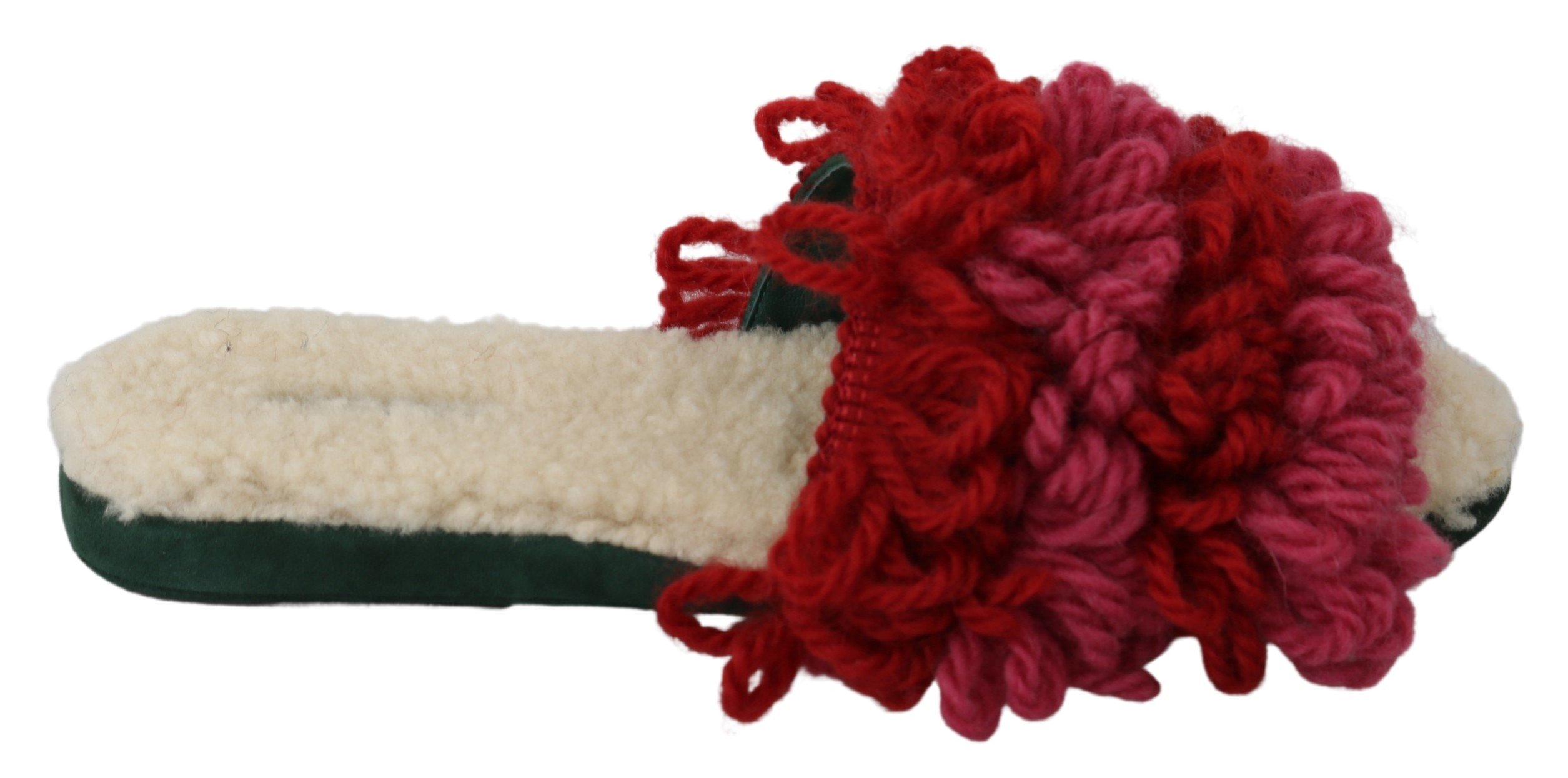 Dolce & Gabbana Women's Suede Shearling Slippers Red LA6895 - EU39/US8.5