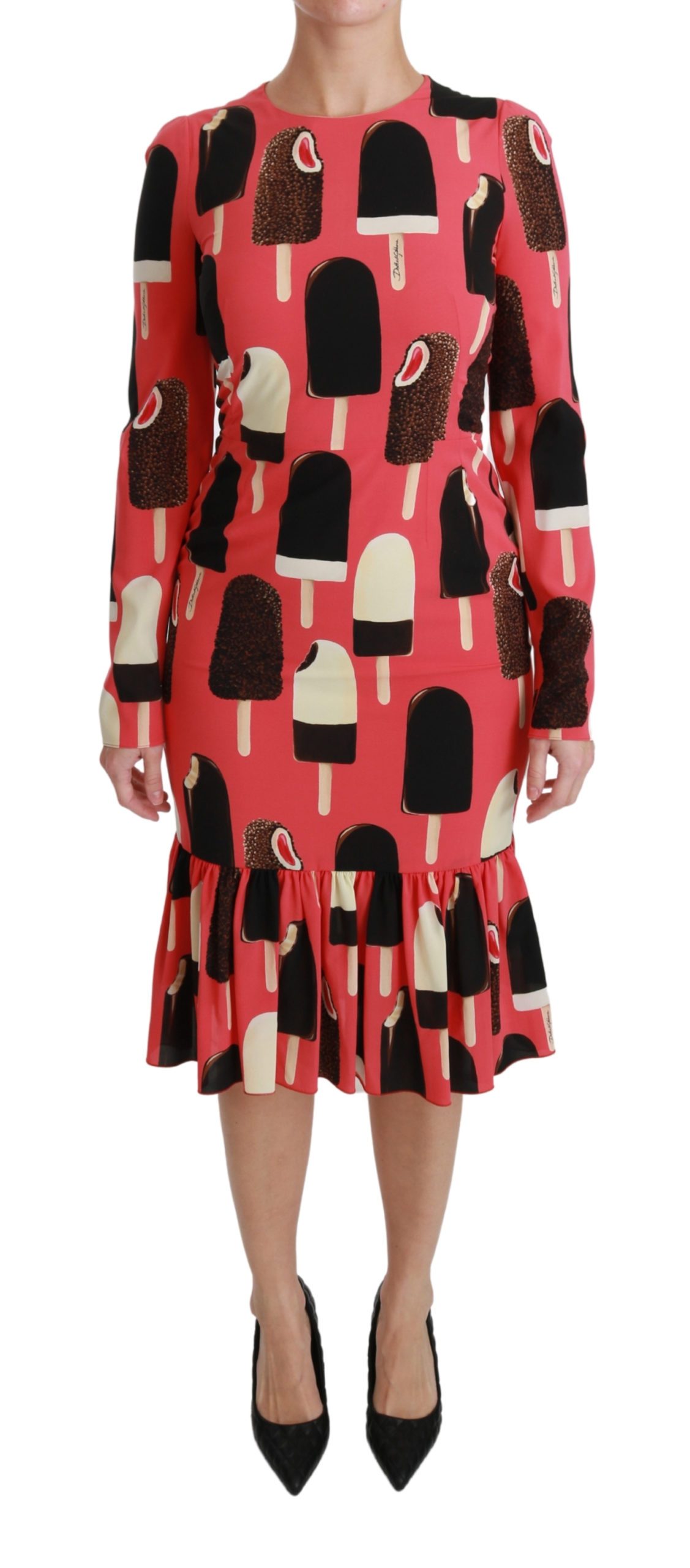 Dolce & Gabbana Women's Silk Stretch Ice Cream Sheath Dress Pink DR2506 - IT36 | XS