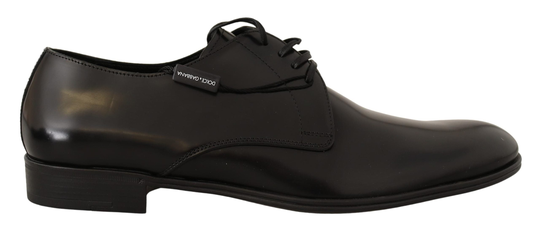 Black Leather Lace Up Men Dress Derby Shoes - EU42.5/US9.5