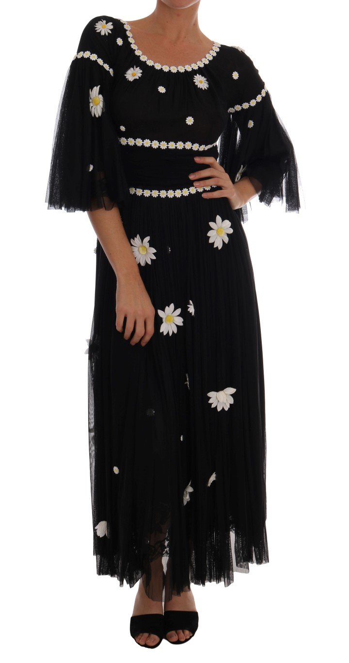 Dolce & Gabbana Women's Silk Daisy Embroidered Dress Black DR1297 - IT40|S