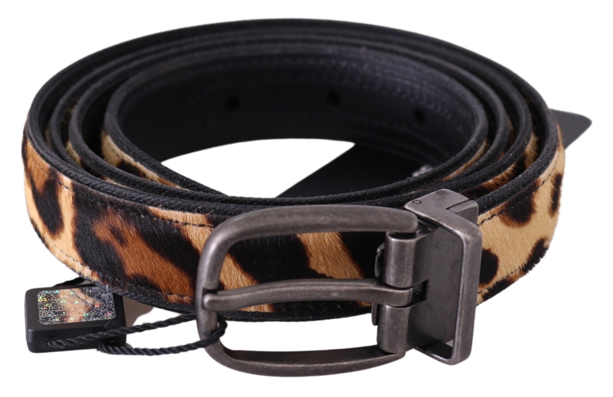 Dolce & Gabbana Women's Leopard Pattern Leather Belt Brown BEL60677 - 105 cm / 42 Inches