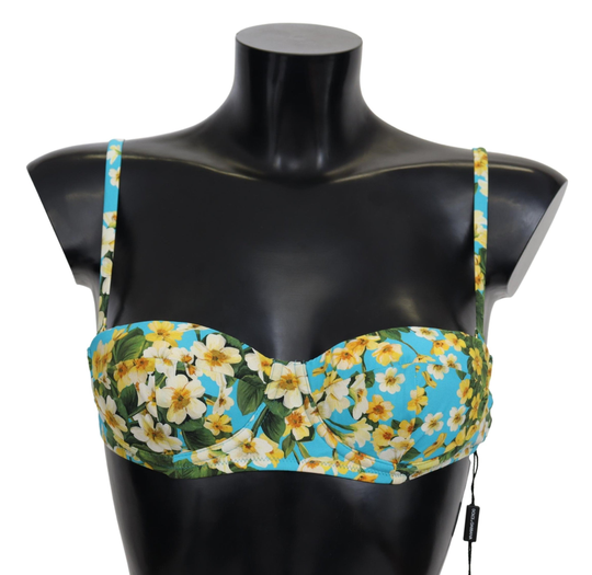 Light Blue Floral Swimsuit Beachwear Bikini Tops - IT1 | XS