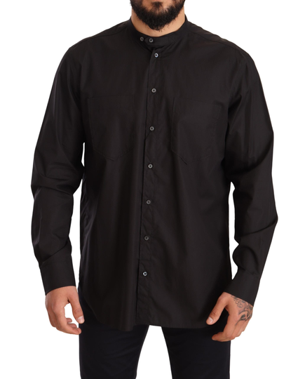 Black 100% Cotton Formal Dress Top Shirt - IT38 | XS