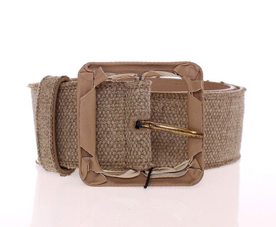 Beige Leather Logo Belt Cintura Gürtel - 65 cm / 26 Inches