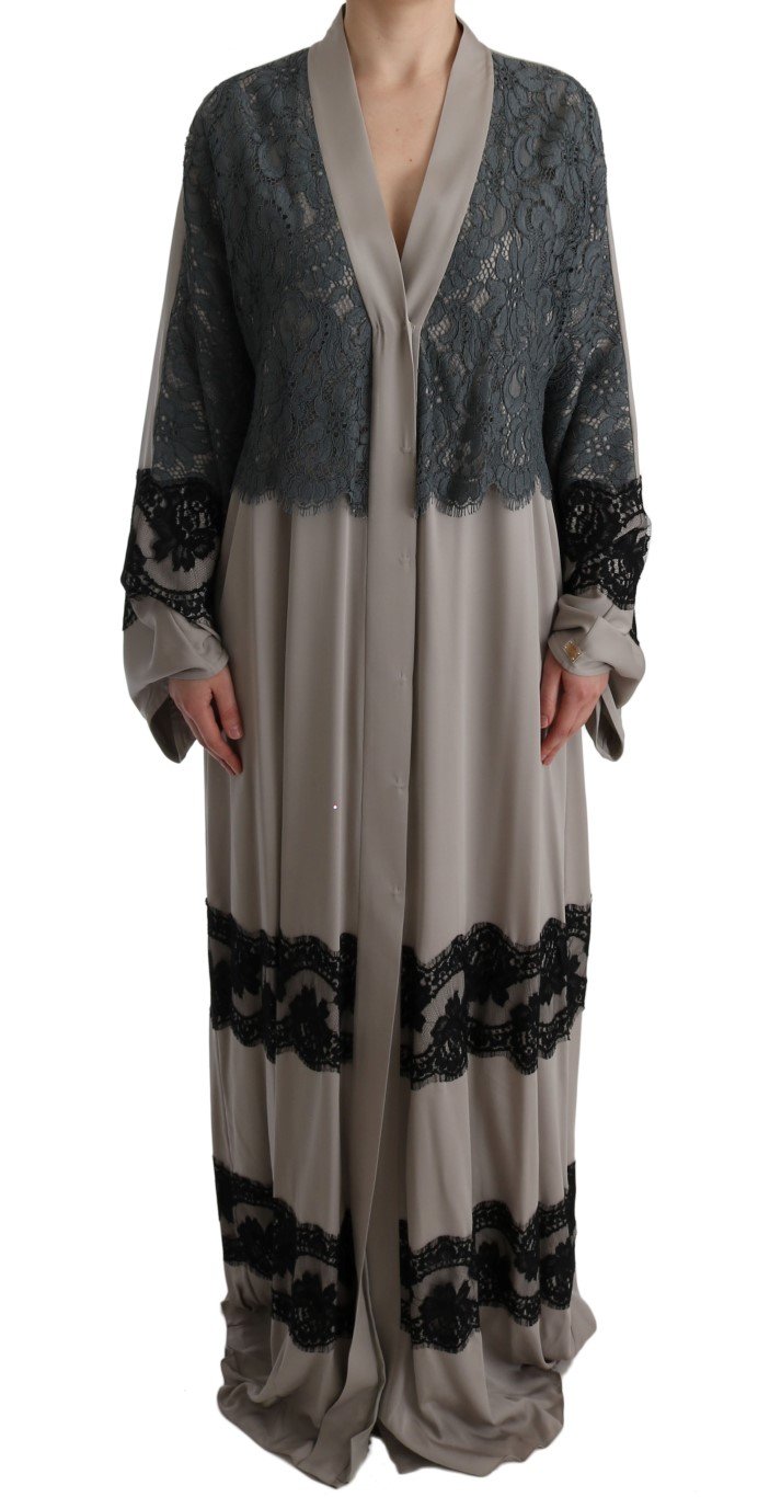 Dolce & Gabbana Women's Floral Applique Kaftan Dress Gray SIG60587 - IT42|M