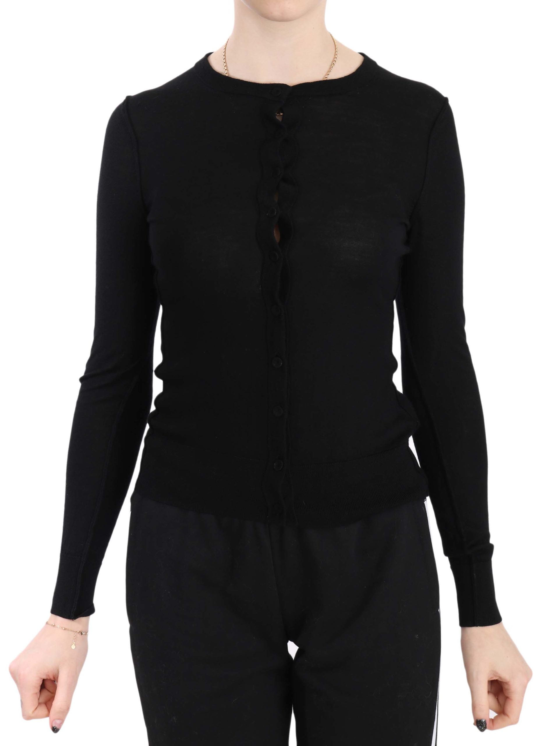 Dolce & Gabbana Women's Wool Cardigan Sweater Black TSH3220 - IT40|S