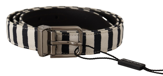 Dolce & Gabbana Men's Canvas Silver Buckle Cintura Belt Blue BEL8244-90 - 90 cm / 36 Inches