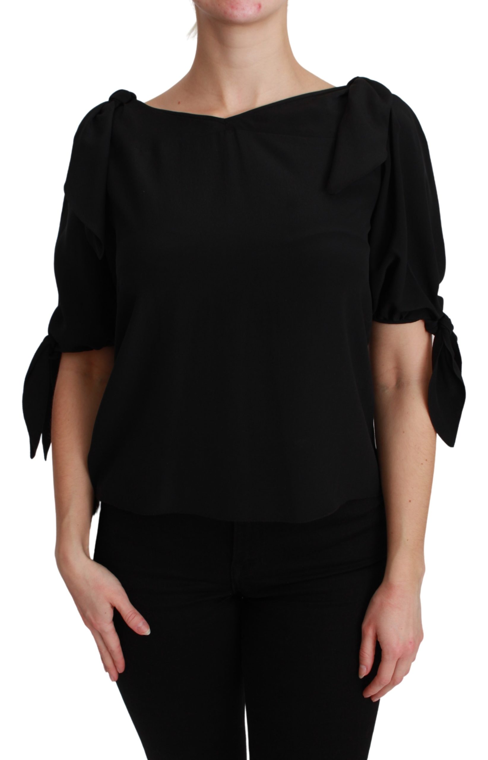 Dolce & Gabbana Women's SS Casual Silk Top Black TSH2689 - IT42|M
