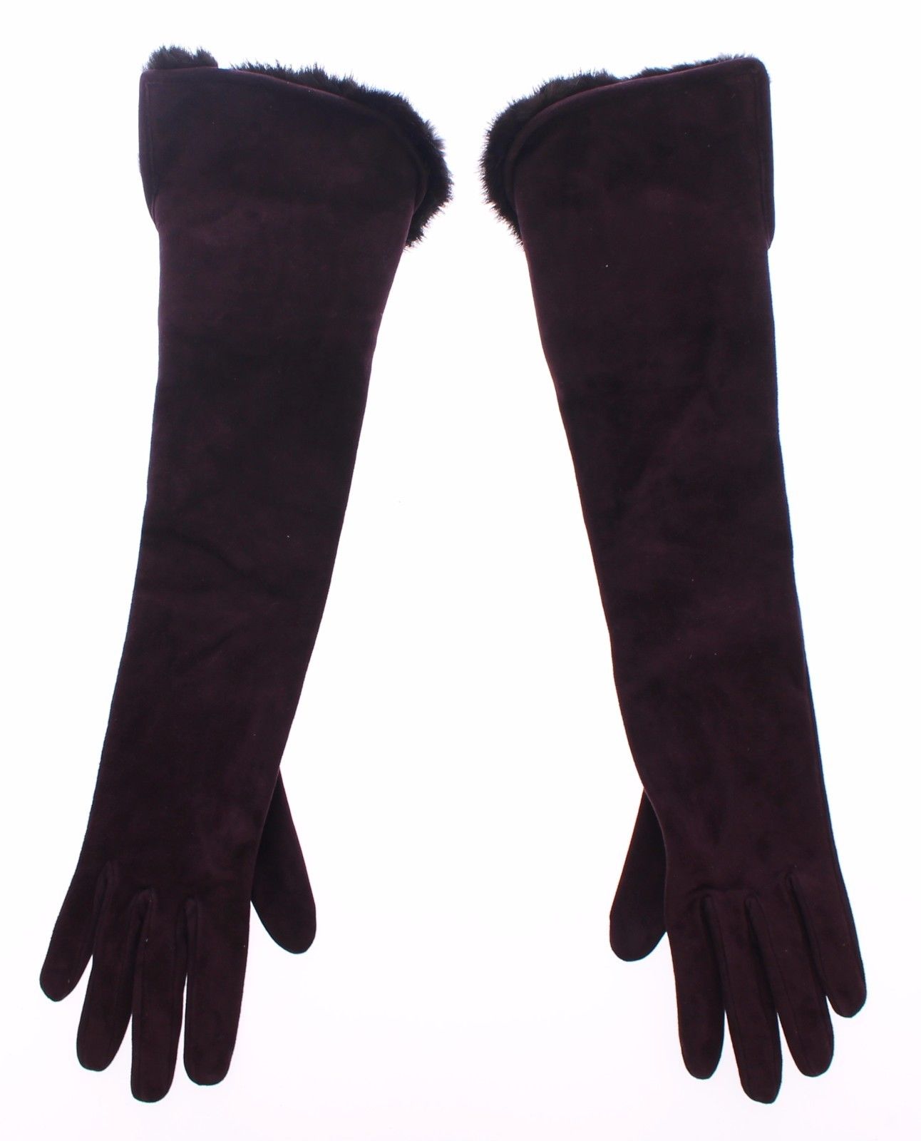 Dolce & Gabbana Women's Mink Fur Goatskin Suede Leather Gloves Purple MOM11456 - 7.5 | M