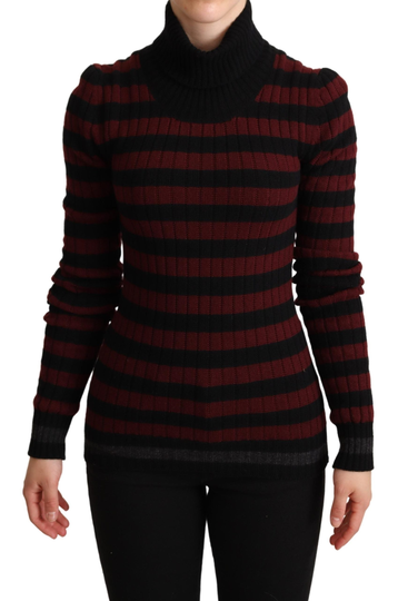 Black Red Striped Wool Pullover Sweater - IT40|S